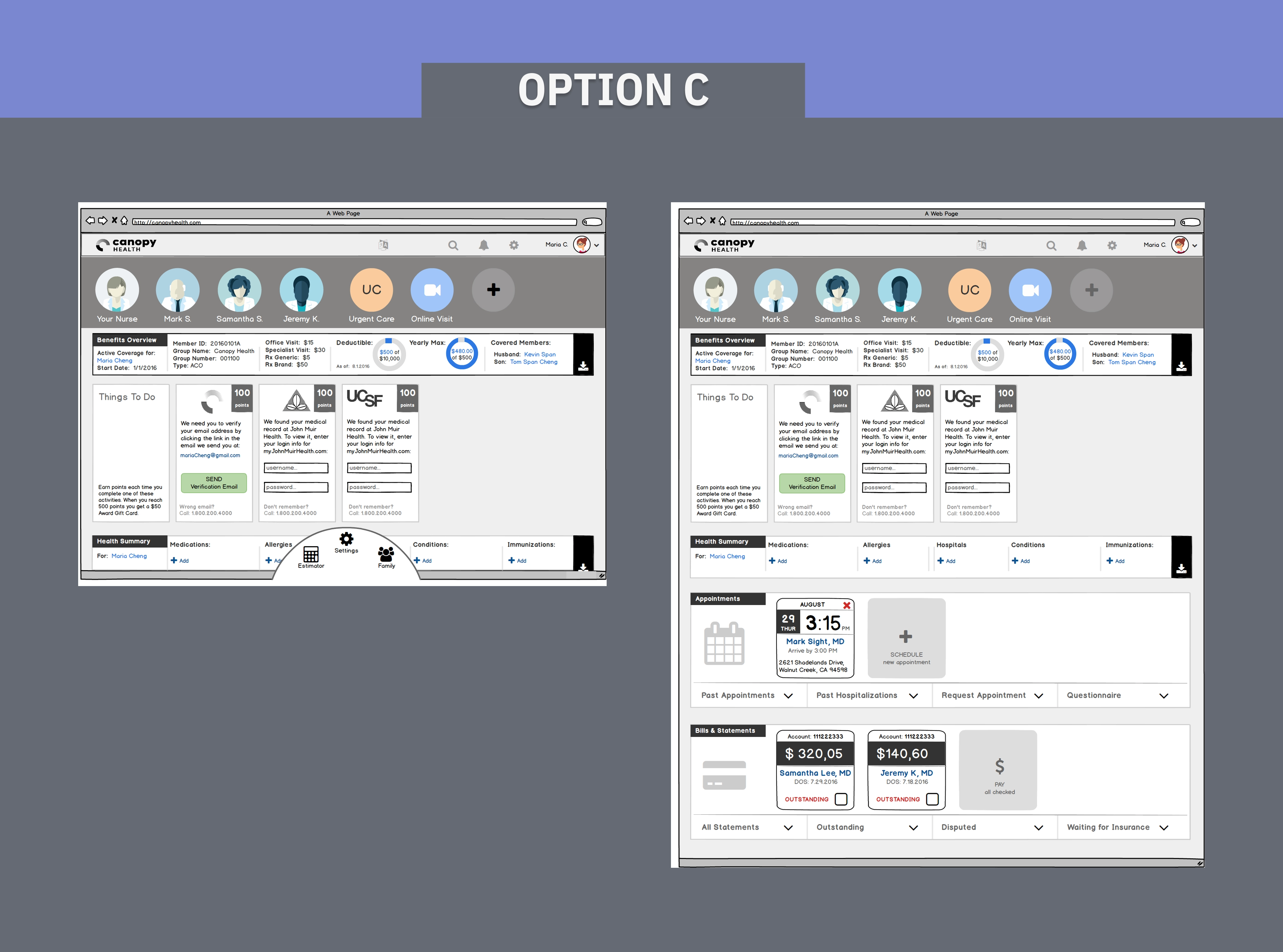 Option C concept exploration — service-oriented experience hub